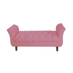 Recamier Estofado Para Sala de Estar 195 cm Grécia Suede Rosa Barbie -