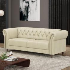 Sofá Living Sala de Estar Stanford Chesterfield 2 Lugares 220cm Pés de