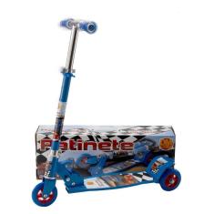 Patinete Infantil de Ferro 3 Rodas Azul Menino 4 5 6 7 Anos