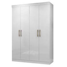 Guarda-Roupa Paris 4 Portas 2 Gavetas 100 MDF Maxel, Branco