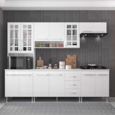 Armário de Cozinha Modulada Completa Fidelitá Viena 5 Peças 260cm 13 P