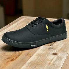 Tênis Masculino Casual Cano Baixo Super Leve Preto / Preto do 37 ao 46