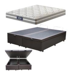 Cama Baú Queen e Colchão Vegas Molas Ensacadas Probel Marrom