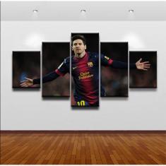 Quadro Decorativo Messi 5 peças 130x65 cm em tecido