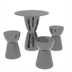 Conjunto Mesa Tampo Polipropileno 60cm e 3 Banquetas Fit Grifit Preta