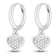 Brinco Argola Coração Zircônia Prata 925