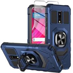 Mocotto Capa para celular BLU View 4 BLU View 2 2023 com protetor de tela de vidro temperado, capa protetora resistente à prova de choque de grau militar, com suporte de anel protetor de corpo inteiro