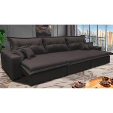 Sofá Retrátil E Reclinável 3,52m Com Molas Ensacadas Cama Inbox Prime Tecido Linho Marrom