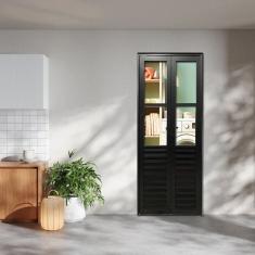 Porta Camarão Palheta Com Vidro Linha 25 210x90  Lado Esquerdo Preto