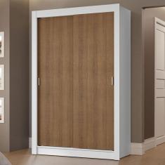 Guarda-roupa Solteiro 2Portas Correr 2 Gavetas Branco/rustic