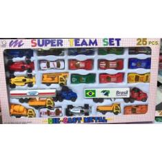 Kit Coleção Carrinhos 25 Pçs  Caminhões e Carretas Brinquedo. - DM TOY
