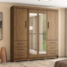 Guarda-Roupa Casal com Espelhos 4 Portas 6 Gavetas Estrela - Mapi Móve