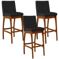 Kit 03 Banquetas Altas Para Cozinha Sala De Jantar Fixa Mila B04 Facto