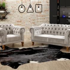 Sofá 2 e 1 Lugares Duquesa Decoração Sala Recepção Retrô - BELLA DECOR