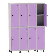 Armário Guarda Volume Locker Roupeiro 4 Vãos 08 Portas Com Prateleira 