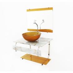 Gabinete de Vidro para Banheiro 60cm It Inox com Cuba Redonda