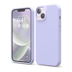Capa elago compatível com iPhone 14, capa de silicone líquido, capa protetora de corpo inteiro, à prova de choque, design fino, forro de microfibra macia antiarranhões, 6,1 polegadas (roxo)