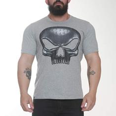 Camiseta Caveira Flex Cinza - Black Skull