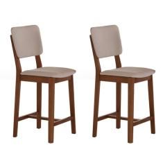 Conjunto com 2 Banquetas Napoli Imbuia e Bege