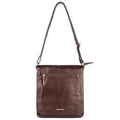 Bolsa transversal grande de couro liso Karina - Café