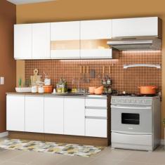 Cozinha Completa Madesa Marcela Com Armário e Balcão (Sem Tampo e Pia) - Rustic/Branco