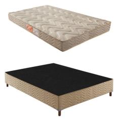 Box Casal Florença 42x138x188cm com Colchão Casal Unique D33 Duoface 20x138x188cm Rustico Bege