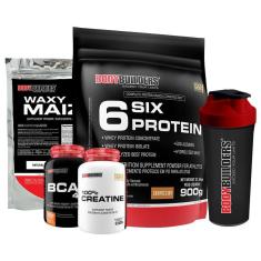 Kit Six Protein 900g + BCAA 100g + Creatine 100g + Waxy Maize 800g + Coqueteleira - Bodybuilders-Unissex