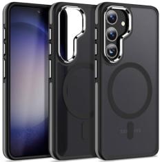 MALEWOLF Capa magnética projetada para Samsung Galaxy S24 de 6,2 polegadas compatível com MagSafe, borda antiderrapante testada contra quedas de grau militar, capa protetora translúcida para Samsung