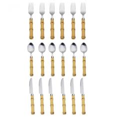 Faqueiro Bambu 18 Peças Classic Inox E Plastico - Mimo Style