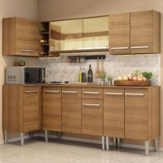 Cozinha Completa de Canto Madesa Emilly Play com Balcão e Armário Vidr