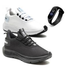 Combo 2 Tênis Masculino Academia Caminhada Leve + Relógio - DM DAMANDO