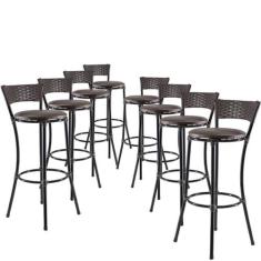 Kit 8 Banquetas Alta Forts Fibra Proteção UV Bancada, Área Gourmet, Ba