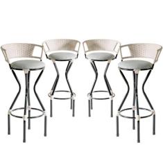 Conjunto 4 Banquetas Charme com Assento Estofado para Bancada - Coage 