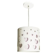 Lustre Infantil Tom Luz Pendente Corações Branco 25x25cm