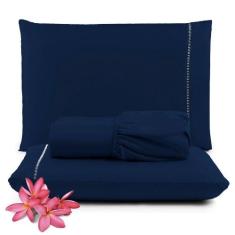 Jogo Cama Lençol Unique Casal Padrão 400 Fios Ponto Palito 3 Peças - A