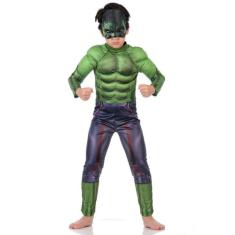 Fantasia Hulk Infantil Original com Máscara e Peitoral - Vingadores - 
