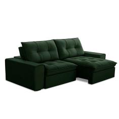 Sofá 3 Lugares Retrátil e Reclinável Argos Veludo Verde