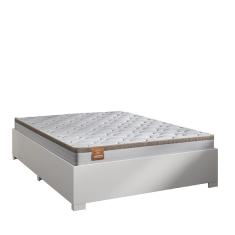 Cama Box Casal Desmontável Com Colchão Molas Ensacadas Real 138x188x58cm Bege / Branco Inducol - Suporta até 130Kg Por Pessoa
