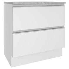 Balcão Glamy 80 cm 2 Gavetas Branco Madesa