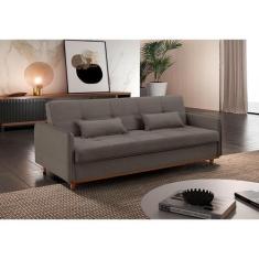Sofá-Cama Casal 3 Lugares Ipanema com Baú Linho Marrom - Luxury Estofa