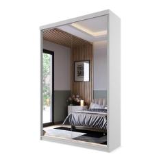 Guarda-Roupa Solteiro com 2 Espelhos Genebra 2 PT 2 GV Branco - Modern