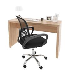 Escrivaninha 127cm ME4135 com Cadeira Diretor Tela Mesh Tok 3310 Amendoa