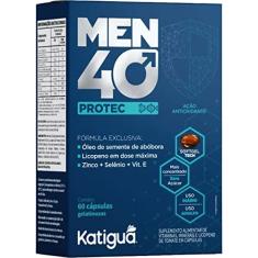 Katiguá, Men 40 Protec, Óleo de semente de Abóbora, Licopeno em dose Máxima, Zinco + Selênio e Vitamina E, Sem sabor, Para Homens, 60 Cápsulas Soft Gel • 30 doses, Azul