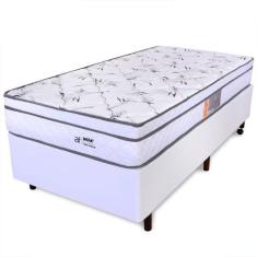 Cama Box Solteirão - Colchão Molas Ensacadas Com Pillow Top E Box Wave