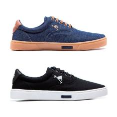 Tênis Masculino Casual Em Lona Polo Joy Solado Reto Kit 2-Masculino