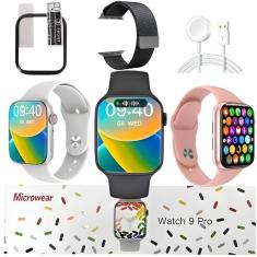 Relogio Smartwatch Serie 9 W29 Pro Kit C/Pulseira e Pelicula Lançamento Faz Recebe Ligaçoes C/Nf-Unissex