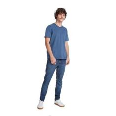 Camiseta Básica Flamê Com Decote V Masculina-Masculino
