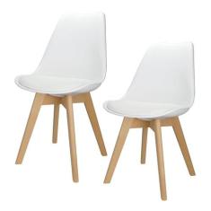 Kit 2 Cadeiras Charles Eames Leda Luisa Saarinen Design Wood Estofada