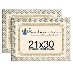 Kit 2 Molduras Diploma A4 21x30 3cm Relevo Bege