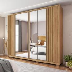 Guarda Roupa Casal Grande 6 Portas 4 Espelhos Marrom Apollo